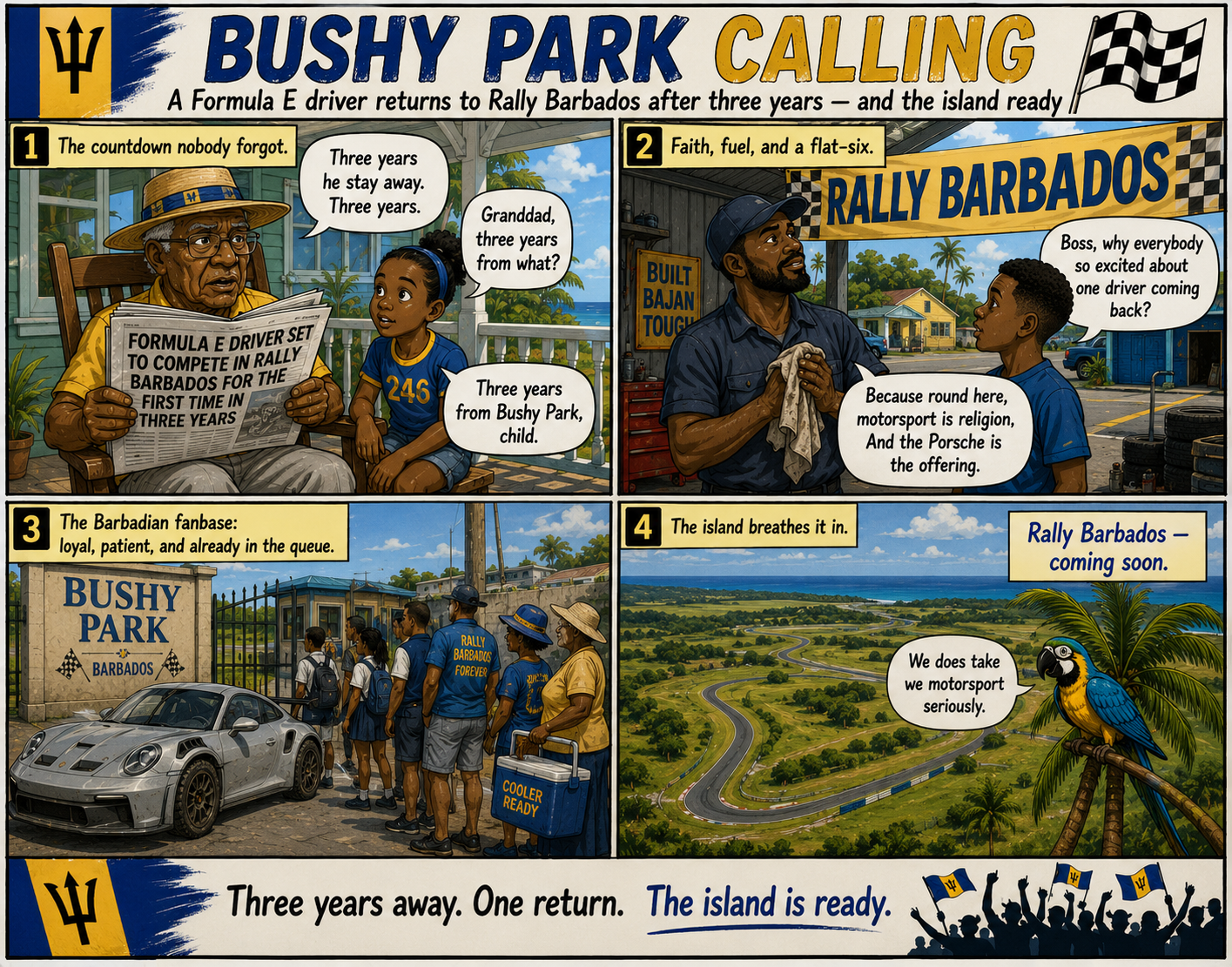 Bushy Park Calling — A Formula E driver returns to Rally Barbados after three years